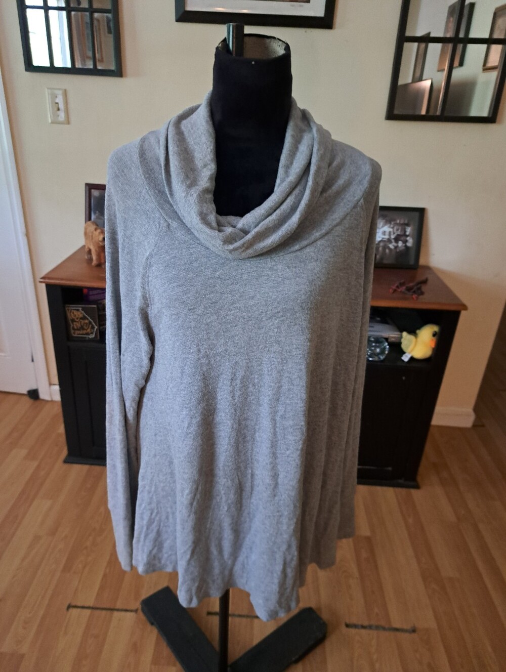 New Cato Active NWT XL Grey Cowl Neck Pullover Top Heathered Long Sleeve Casual